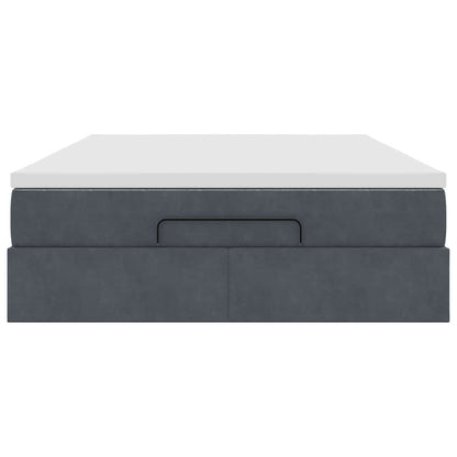 Ottoman Bed with Mattress Dark Grey Double Velvet - 193×137×23.5cm