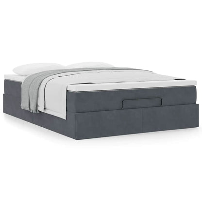 Ottoman Bed with Mattress Dark Grey Double Velvet - 193×137×23.5cm
