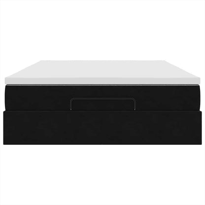 Ottoman Bed with Mattress Black Double Velvet