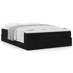 Ottoman Bed with Mattress Black Double Velvet