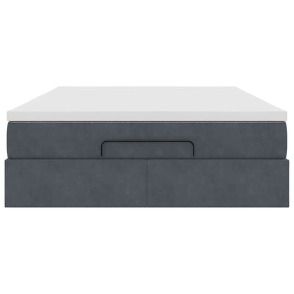 Ottoman Bed with Mattress Dark Grey Queen Velvet
