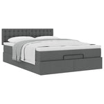 Ottoman Bed with Mattress Dark Grey Double - Fabric