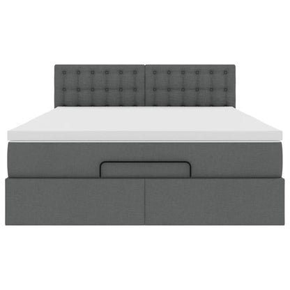 Ottoman Bed with Mattress Dark Grey Double - Fabric