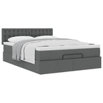 Ottoman Bed with Mattress Dark Grey Double - Fabric