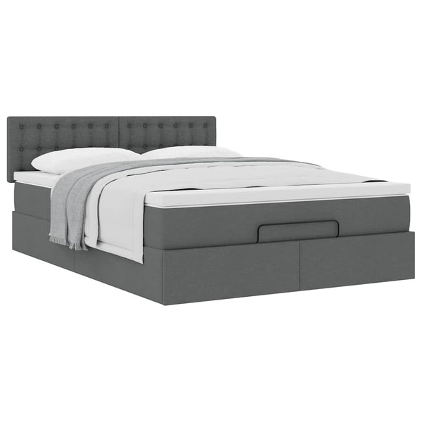  Ottoman Bed with Mattress Dark Grey Double - Fabric