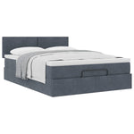 Ottoman Bed with Mattress Dark Grey Double - Velvet