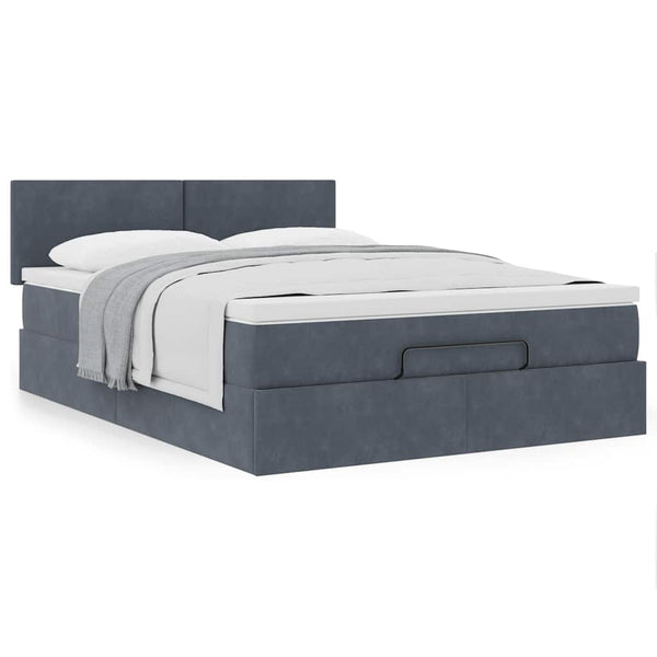  Ottoman Bed with Mattress Dark Grey Double - Velvet