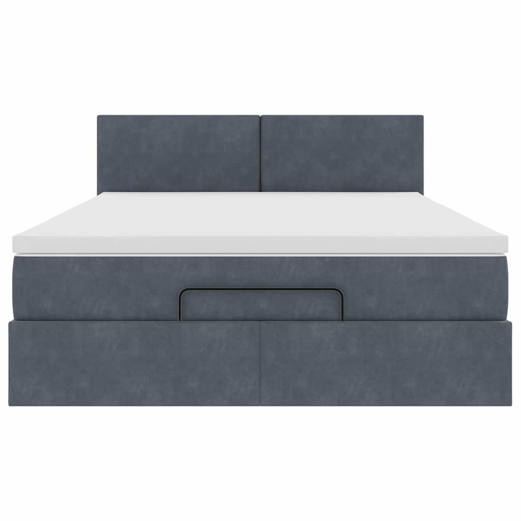 Ottoman Bed with Mattress Dark Grey - Queen Velvet