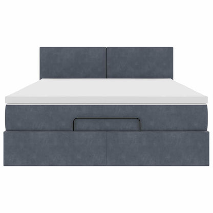 Ottoman Bed with Mattress Dark Grey - Queen Velvet