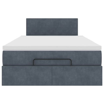 Ottoman Bed with Mattress Dark Grey King Single Velvet