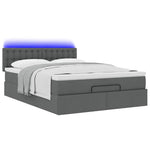 Ottoman Bed with Mattress & LEDs Dark Grey  - Queen Fabric