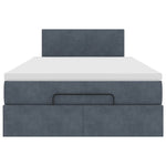 Dark Grey King Single Ottoman Bed with Velvet Pocket Spring Mattress & LED