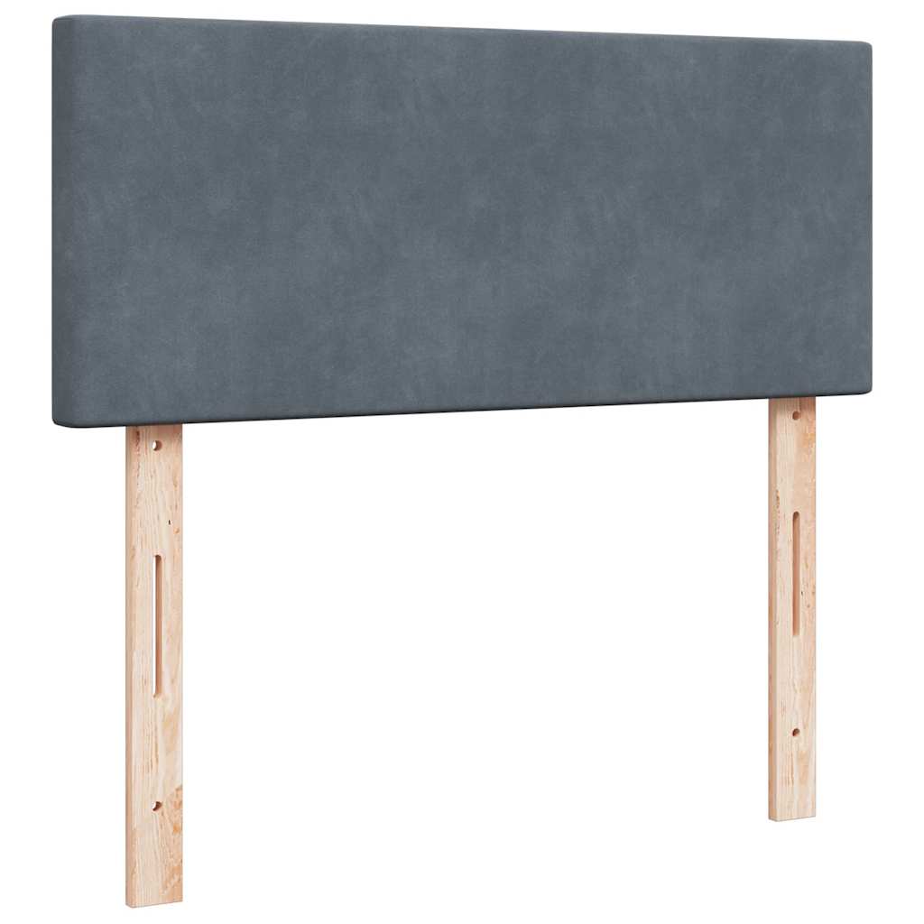 Dark Grey King Single Ottoman Bed with Velvet Pocket Spring Mattress & LED