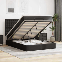 Ottoman Bed with Mattress Black Double