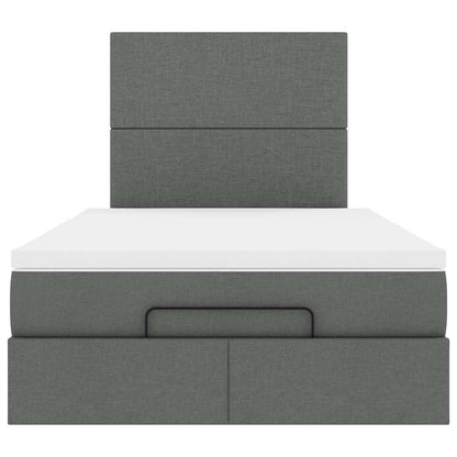Ottoman Bed with Mattress Dark Grey King Single - Fabric