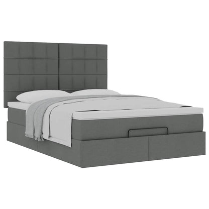 Ottoman Bed with Mattress Dark Grey - Queen Fabric