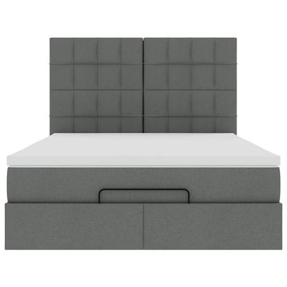 Ottoman Bed with Mattress Dark Grey - Queen Fabric