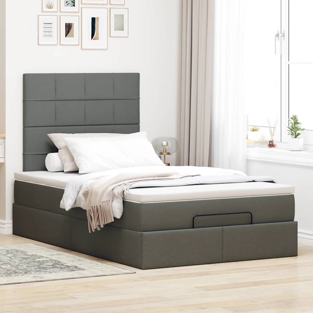Dark Grey Ottoman Bed with Mattress and Easy-Lift Storage King Single