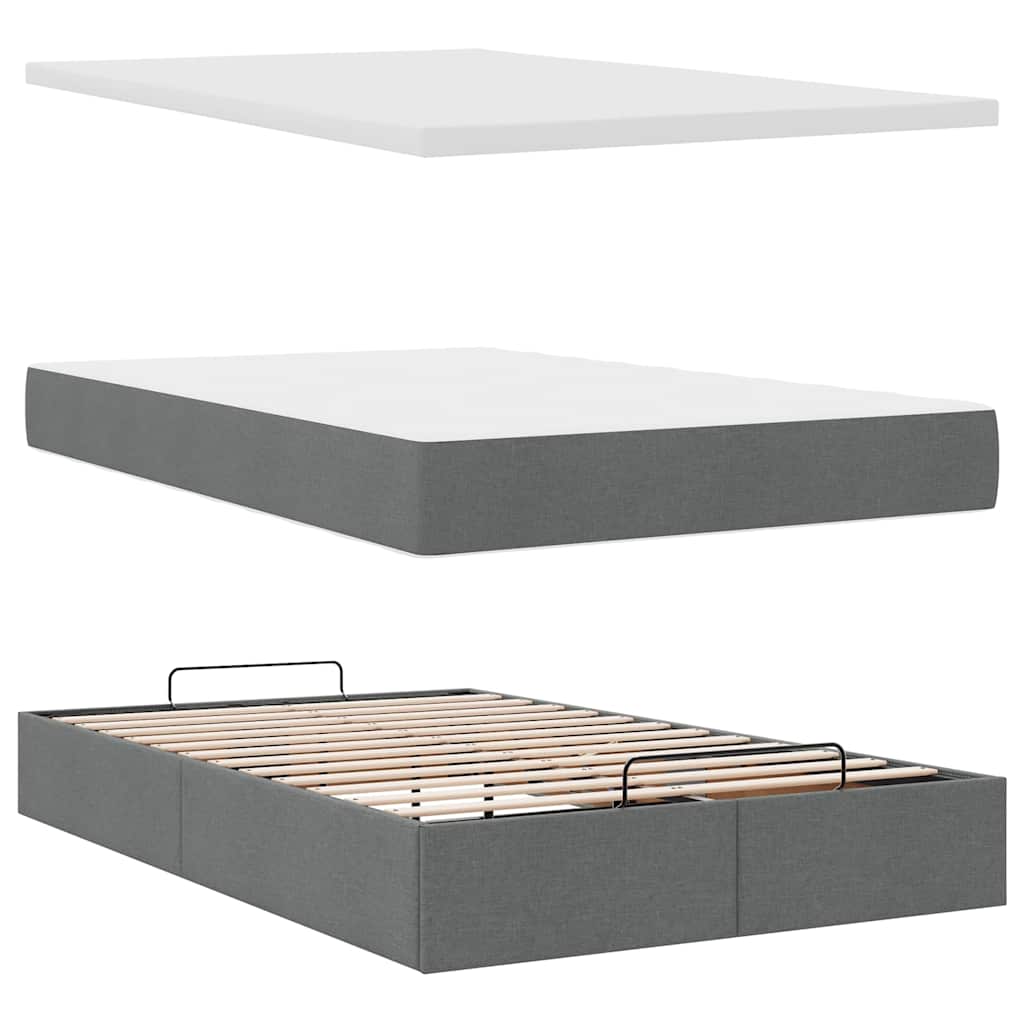 Dark Grey Ottoman Bed with Mattress and Easy-Lift Storage King Single