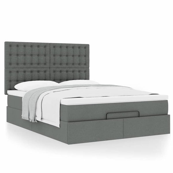  Ottoman Bed with Mattress Dark Grey - Queen