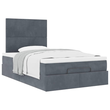 Dark Grey Ottoman Bed with Pocket Spring Velvet Mattress King Single