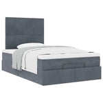 Dark Grey Ottoman Bed with Pocket Spring Velvet Mattress King Single