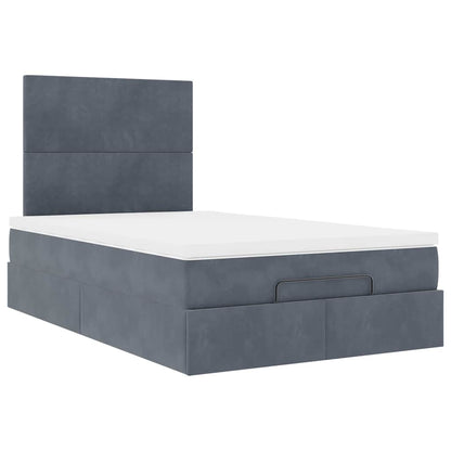Dark Grey Ottoman Bed with Pocket Spring Velvet Mattress King Single