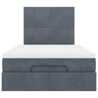 Dark Grey Ottoman Bed with Pocket Spring Velvet Mattress King Single