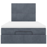 Dark Grey Ottoman Bed with Pocket Spring Velvet Mattress King Single
