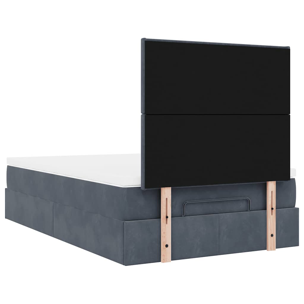 Dark Grey Ottoman Bed with Pocket Spring Velvet Mattress King Single