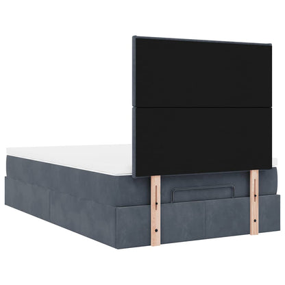 Dark Grey Ottoman Bed with Pocket Spring Velvet Mattress King Single
