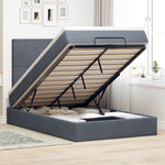 Dark Grey Ottoman Bed with Pocket Spring Velvet Mattress King Single
