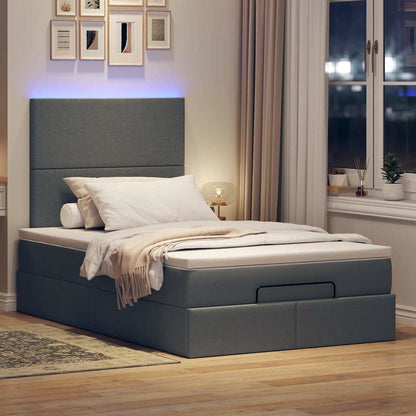 King Single Dark Grey Ottoman Bed with Fabric Upholstery and LED