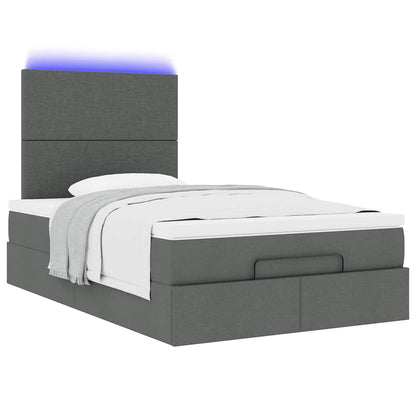 King Single Dark Grey Ottoman Bed with Fabric Upholstery and LED