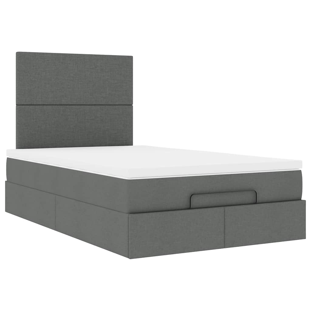 King Single Dark Grey Ottoman Bed with Fabric Upholstery and LED