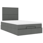 King Single Dark Grey Ottoman Bed with Fabric Upholstery and LED
