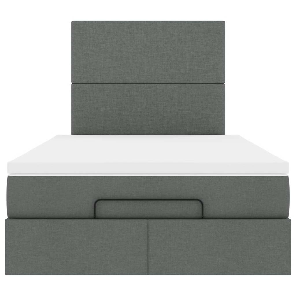 King Single Dark Grey Ottoman Bed with Fabric Upholstery and LED