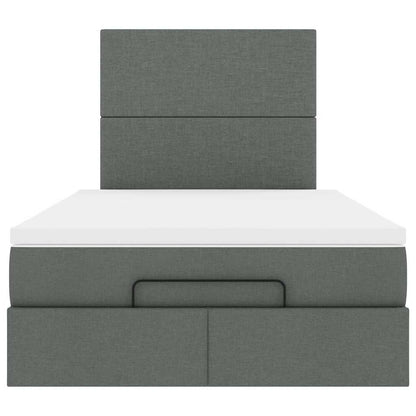King Single Dark Grey Ottoman Bed with Fabric Upholstery and LED