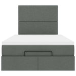 King Single Dark Grey Ottoman Bed with Fabric Upholstery and LED