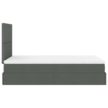 King Single Dark Grey Ottoman Bed with Fabric Upholstery and LED