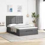 Ottoman Bed with Mattress & LEDs Dark Grey - Fabric