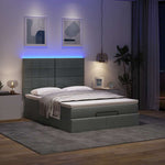 Ottoman Bed with Mattress & LEDs Dark Grey - Fabric