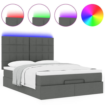 Ottoman Bed with Mattress & LEDs Queen Fabric