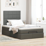King Single Ottoman Storage Bed with Pocket Spring Mattress and LED Strip Dark Grey