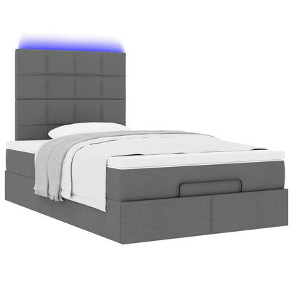 King Single Ottoman Storage Bed with Pocket Spring Mattress and LED Strip Dark Grey