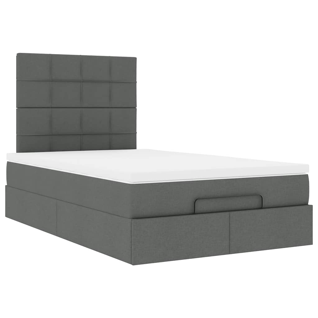 King Single Ottoman Storage Bed with Pocket Spring Mattress and LED Strip Dark Grey