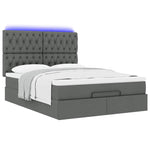 Ottoman Bed with Mattress & LEDs Dark Grey - Double Fabric