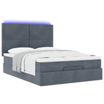 Ottoman Bed with Mattresses & LEDs Dark Grey Queen Velvet