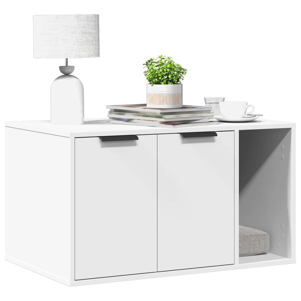 Cat Litter Box Enclosure Cabinet White 80cm | HomeAndLiving