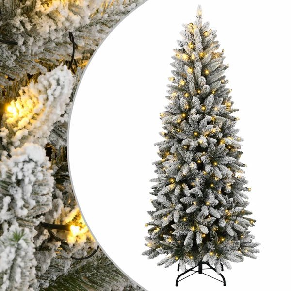  Artificial Christmas Tree 300 LEDs and Flocked Snow 180 cm